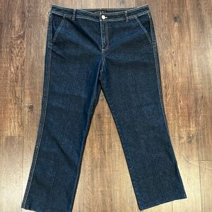 Lafayette 148 New York Jeans Womens 12 Dark  Contrast Stitch 4 Pocket Denim